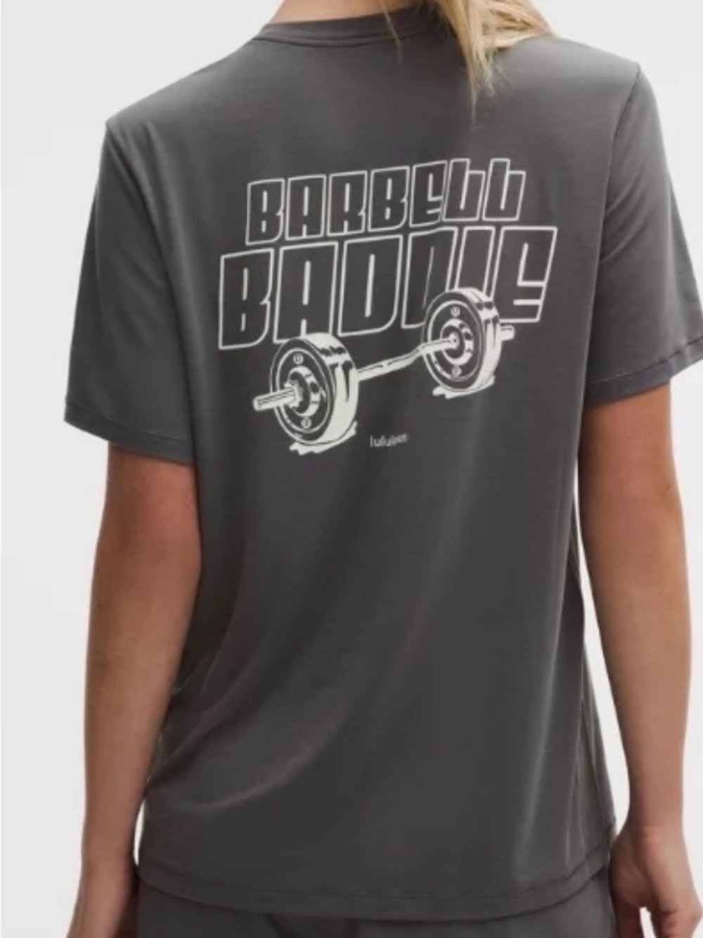 🔥 SOLD OUT Lululemon Barbell Baddie Graphic Tee Grey NWT Size 10